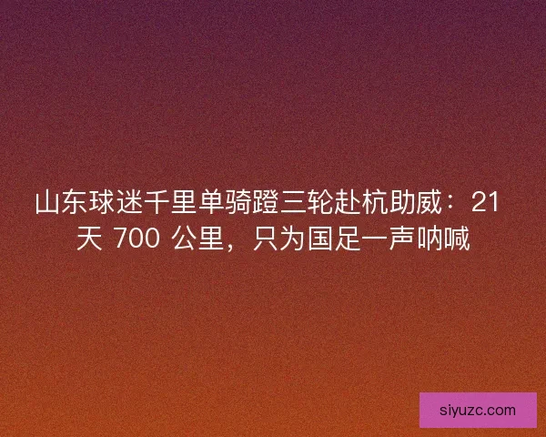 山东球迷千里单骑蹬三轮赴杭助威：21 天 700 公里，只为国足一声呐喊