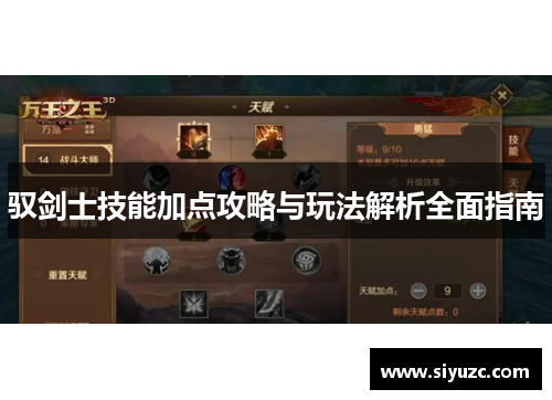 驭剑士技能加点攻略与玩法解析全面指南